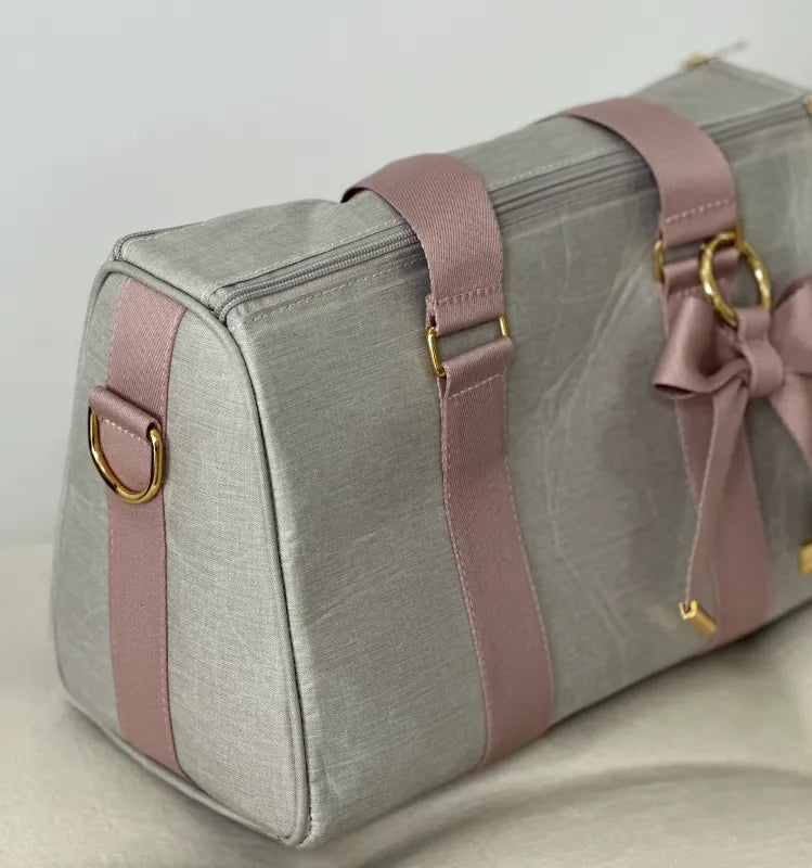 Bolsa da Mamãe - Linho Bege com Fitas Rosê