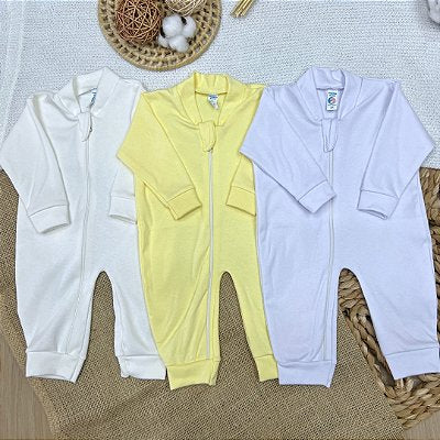 Kit 3 Macacões Modelo Americano Zíper Liso