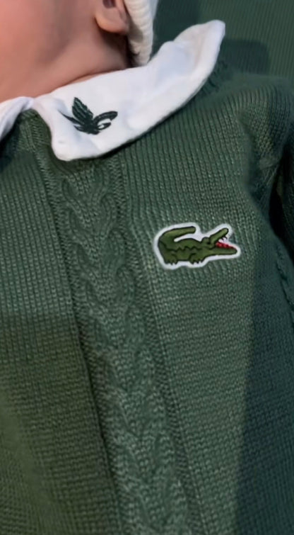 Kit Saída Maternidade Personalizável Completa Masculina Lacoste verde | Personalize Com o nome do seu bebê
