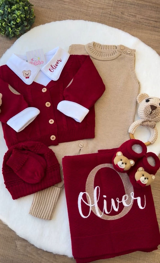 Kit Saída Maternidade Personalizável Completa OLIVER | Personalize Com o Nome do seu Príncipe