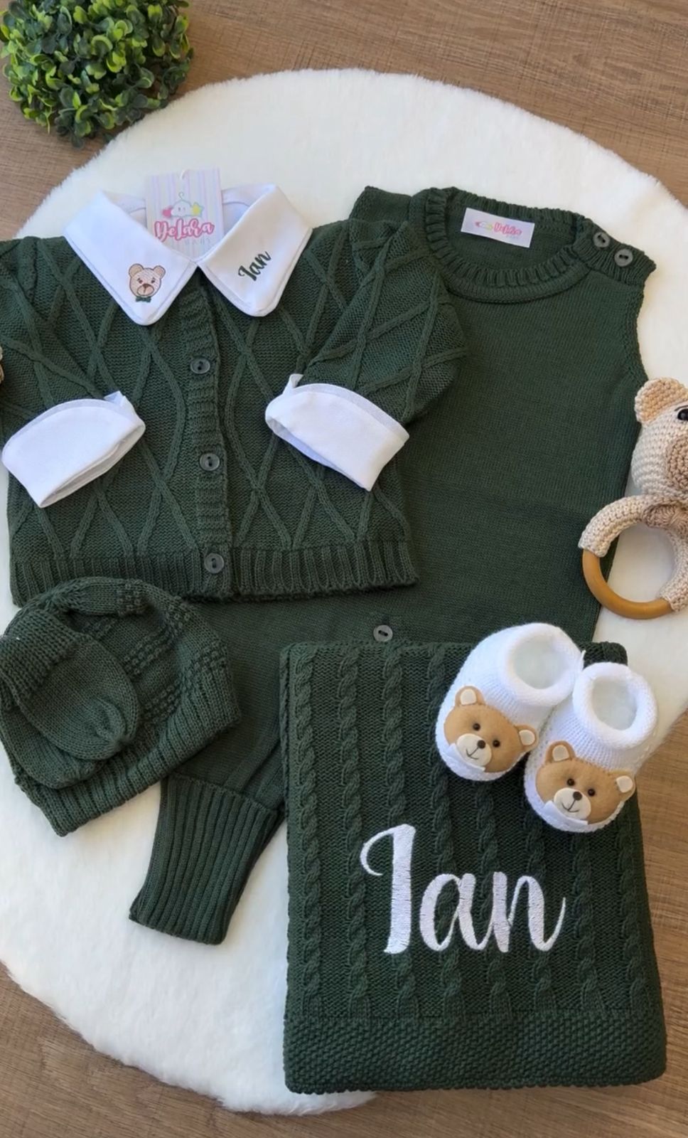 Kit Saída Maternidade Personalizável Completa Masculina Ian| Personalize Com o nome do seu Bebê