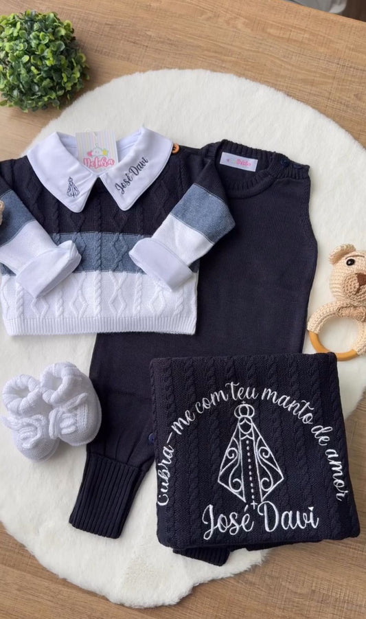 Kit Saída Maternidade Personalizável Completa Masculina José davi| Personalize Com o nome do seu Bebê
