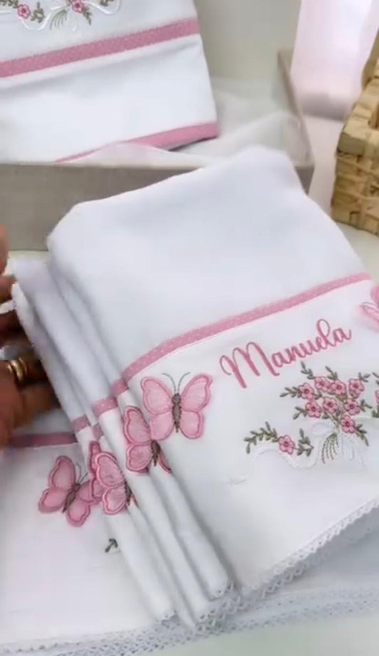 Kit de Fraldinha Personalizado com Nome do Bebê Feminina| 6 Peças Personalizadas