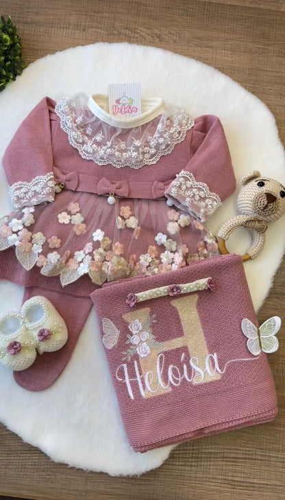 Kit Saída Maternidade Personalizável Completa feminina Heloisa: Personalize Com o nome do seu Bebê
