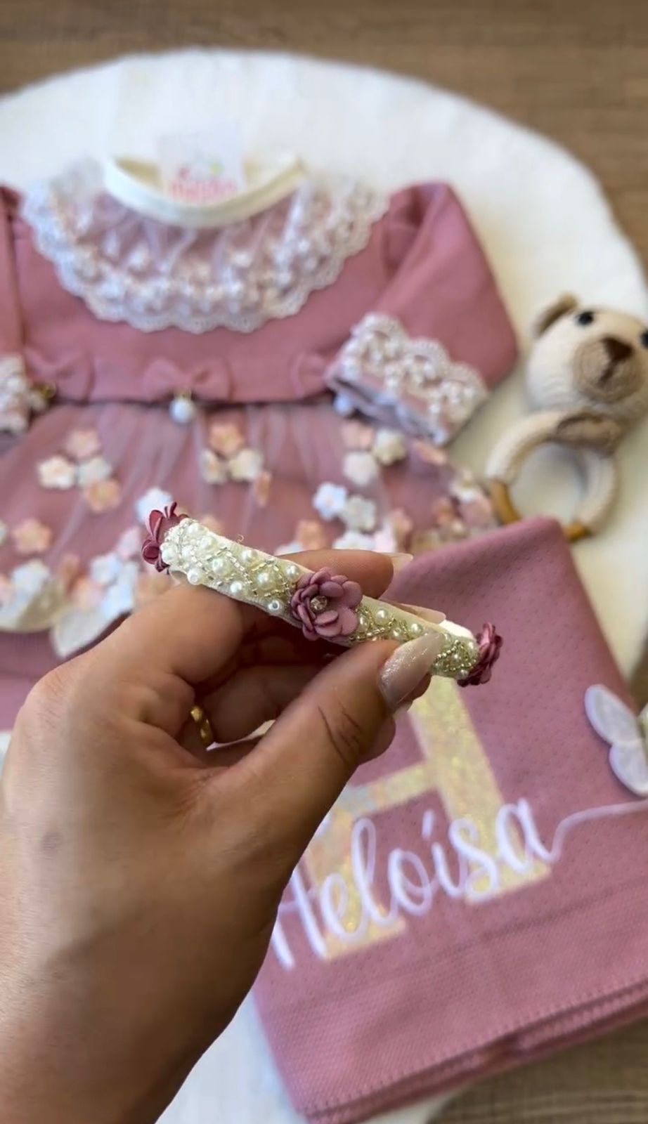 Kit Saída Maternidade Personalizável Completa feminina Heloisa: Personalize Com o nome do seu Bebê