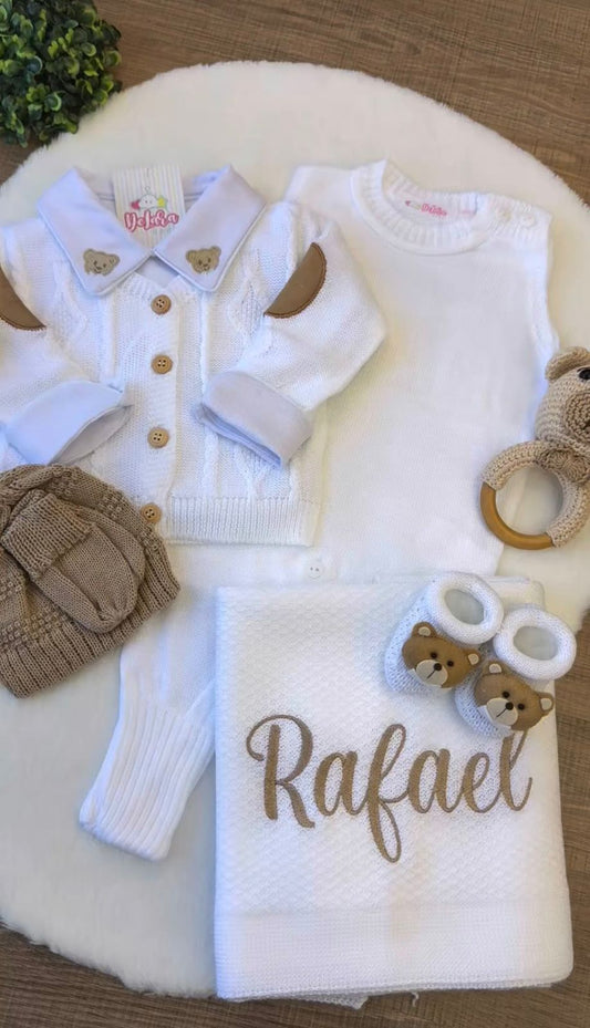 Kit Saída Maternidade Personalizável Completa Masculina Rafael| Personalize Com o nome do seu Bebê
